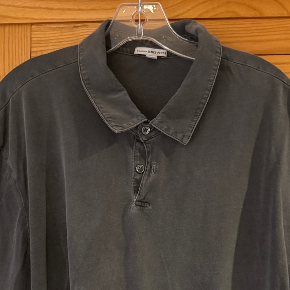James Perse Men's Charcoal Polo Shirt